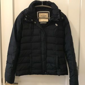 Abercrombie & Fitch Navy Puffer Jacket with Hood